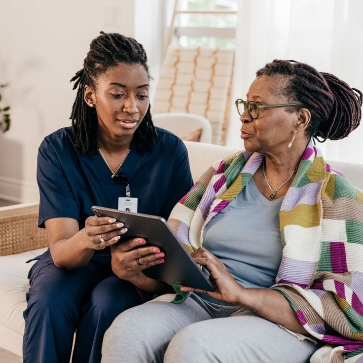 JK Healthcare Services support worker with client